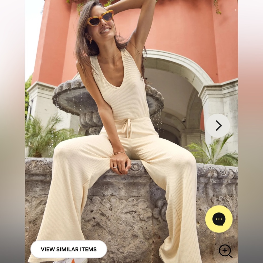 Beyond Yoga Jetsetter Ivory Ribbed Jumpsuit